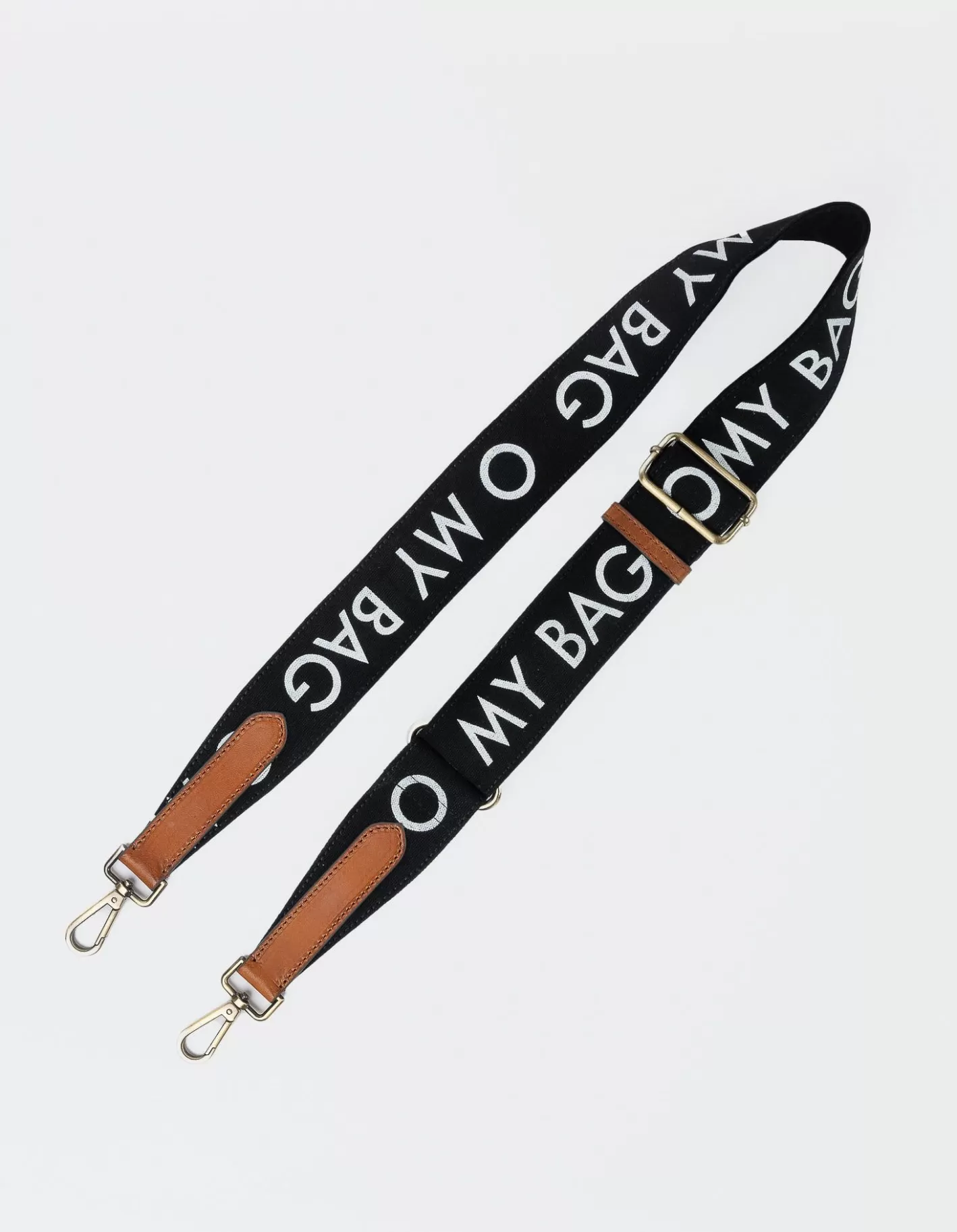 Women O My Bag Canvas Logo Strap-Black/Cognac Classic Leather