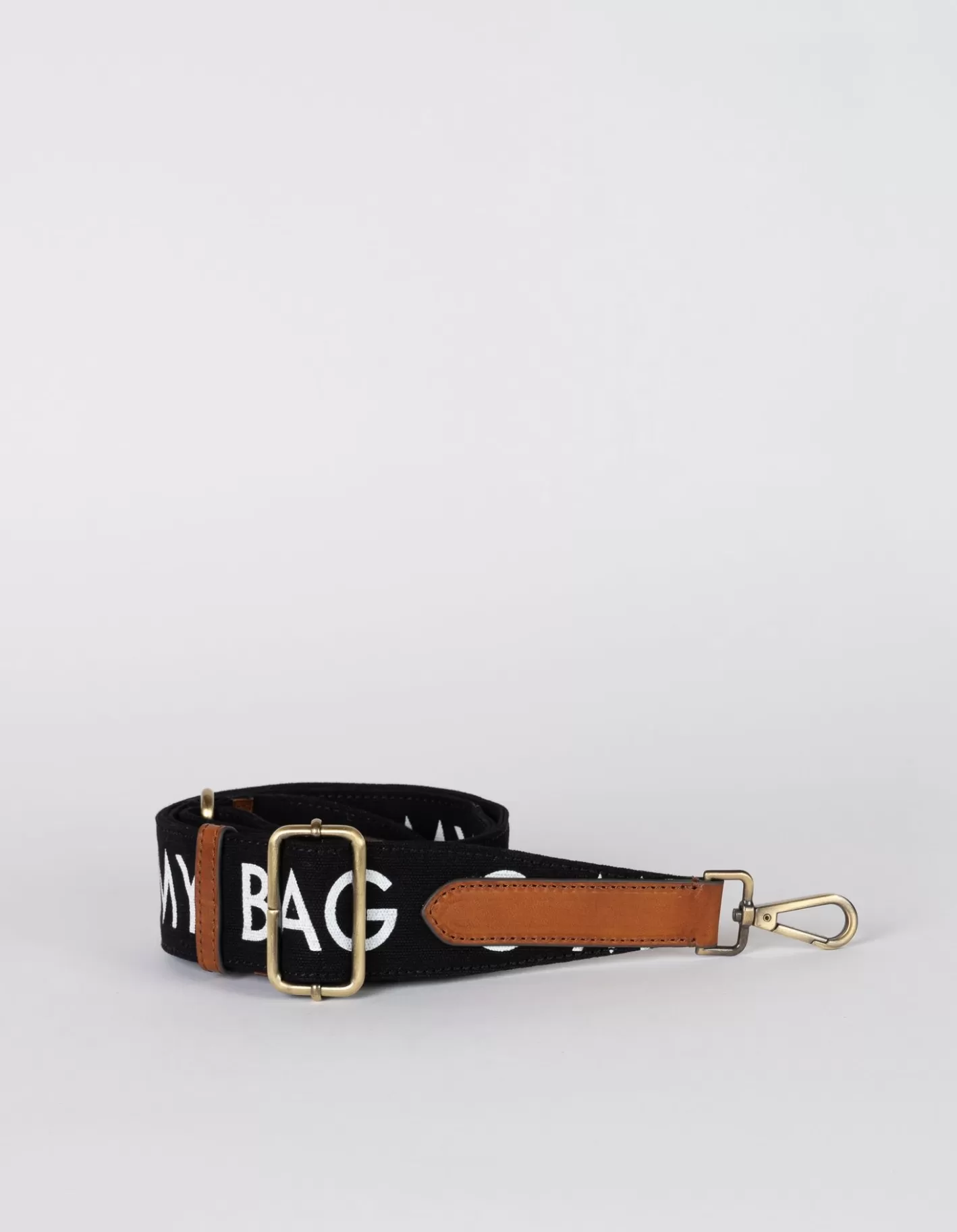 Women O My Bag Canvas Logo Strap-Black/Cognac Classic Leather